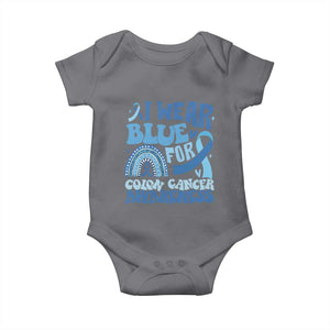 I Wear Blue For Colon Cancer Awareness Baby Onesie Rainbow Dark Blue Ribbon TS11 Charcoal Print Your Wear