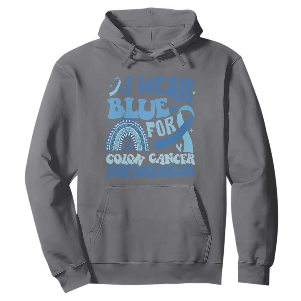 I Wear Blue For Colon Cancer Awareness Hoodie Rainbow Dark Blue Ribbon TS11 Charcoal Print Your Wear