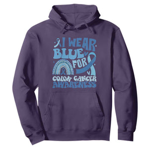 I Wear Blue For Colon Cancer Awareness Hoodie Rainbow Dark Blue Ribbon TS11 Purple Print Your Wear
