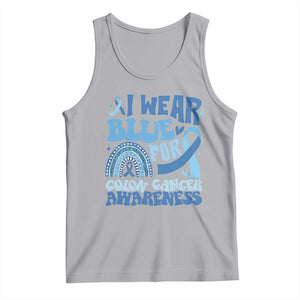 I Wear Blue For Colon Cancer Awareness Tank Top Rainbow Dark Blue Ribbon TS11 Athletic Heather Print Your Wear