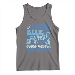 I Wear Blue For Colon Cancer Awareness Tank Top Rainbow Dark Blue Ribbon TS11 Deep Heather Print Your Wear