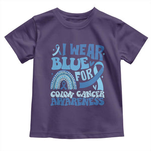 I Wear Blue For Colon Cancer Awareness Toddler T Shirt Rainbow Dark Blue Ribbon TS11 Purple Print Your Wear