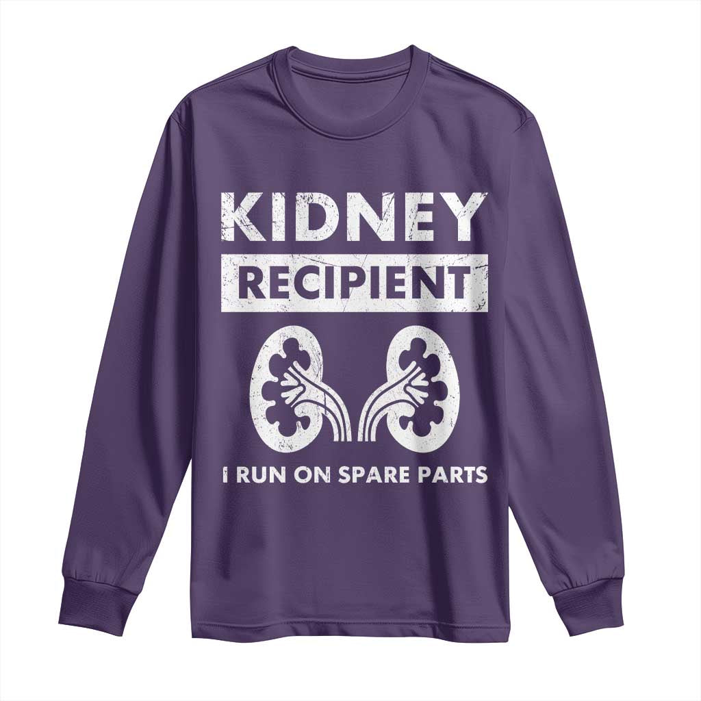 Kidney Recipient Run On Spare Parts Long Sleeve Shirt Matching Recovery TS11 Purple Print Your Wear