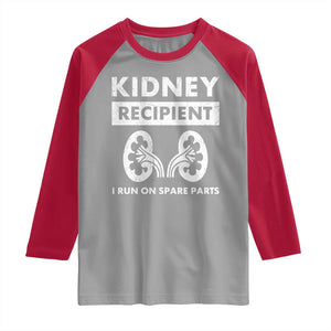 Kidney Recipient Run On Spare Parts Raglan Shirt Matching Recovery TS11 Sport Gray Red Print Your Wear