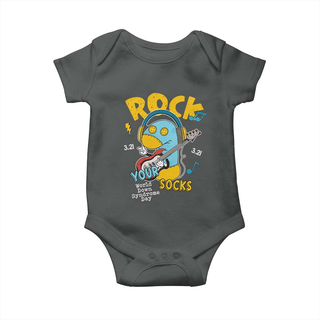 Funny Rock Your Socks Baby Onesie World Down Syndrome Day WDSD TS11 Dark Heather Print Your Wear