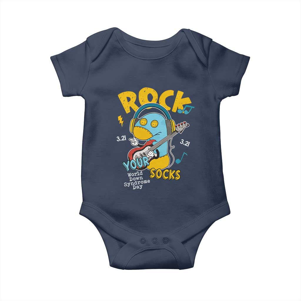 Funny Rock Your Socks Baby Onesie World Down Syndrome Day WDSD TS11 Navy Print Your Wear