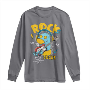 Funny Rock Your Socks Long Sleeve Shirt World Down Syndrome Day WDSD TS11 Charcoal Print Your Wear