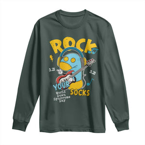 Funny Rock Your Socks Long Sleeve Shirt World Down Syndrome Day WDSD TS11 Dark Forest Green Print Your Wear
