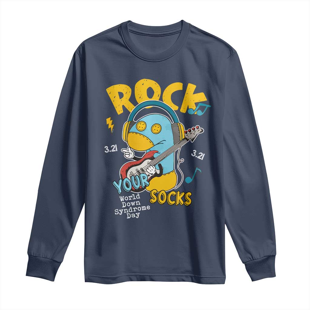 Funny Rock Your Socks Long Sleeve Shirt World Down Syndrome Day WDSD TS11 Navy Print Your Wear