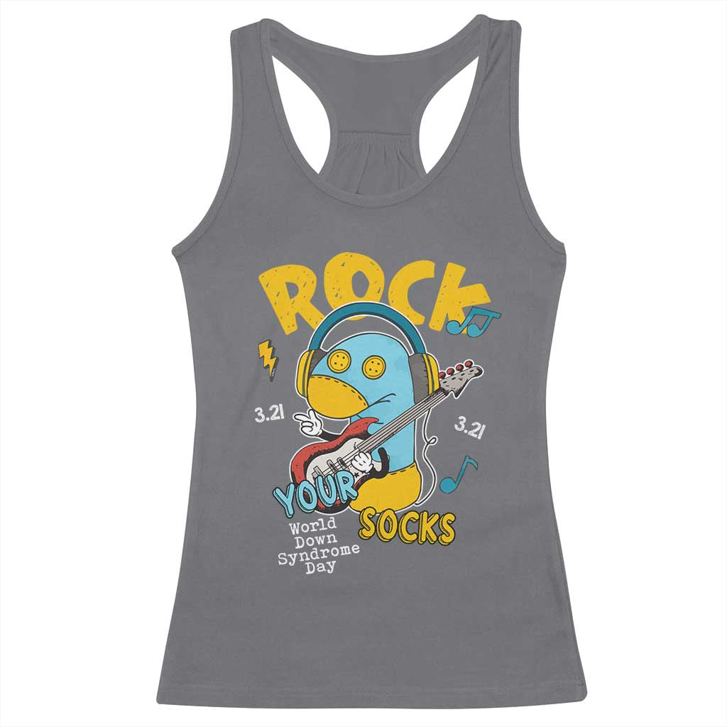 Funny Rock Your Socks Racerback Tank Top World Down Syndrome Day WDSD TS11 Charcoal Print Your Wear