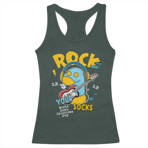 Funny Rock Your Socks Racerback Tank Top World Down Syndrome Day WDSD TS11 Dark Forest Green Print Your Wear