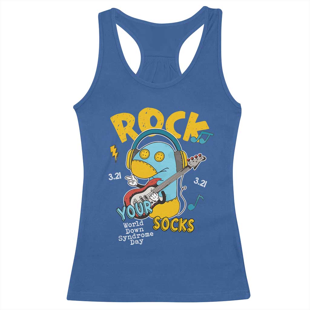 Funny Rock Your Socks Racerback Tank Top World Down Syndrome Day WDSD TS11 Royal Blue Print Your Wear