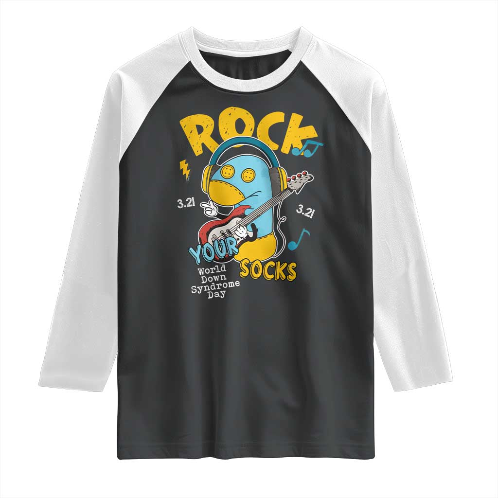 Funny Rock Your Socks Raglan Shirt World Down Syndrome Day WDSD TS11 Black White Print Your Wear