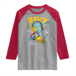 Funny Rock Your Socks Raglan Shirt World Down Syndrome Day WDSD TS11 Sport Gray Red Print Your Wear