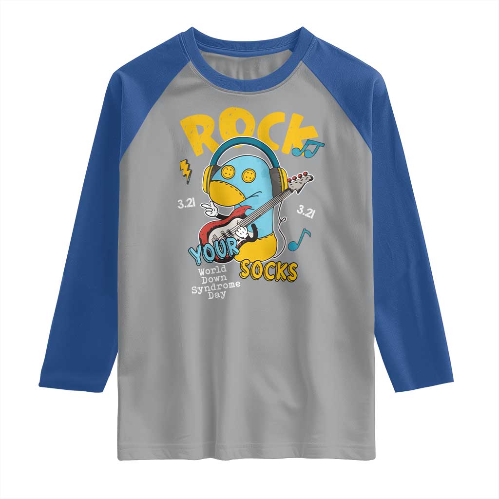 Funny Rock Your Socks Raglan Shirt World Down Syndrome Day WDSD TS11 Sport Gray Royal Print Your Wear