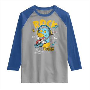 Funny Rock Your Socks Raglan Shirt World Down Syndrome Day WDSD TS11 Sport Gray Royal Print Your Wear