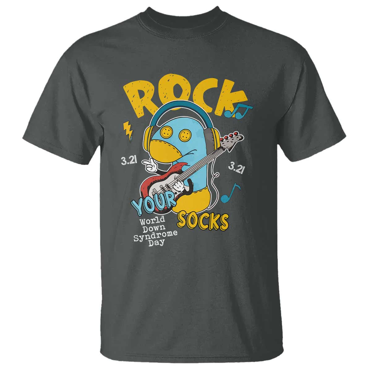 Funny Rock Your Socks T Shirt World Down Syndrome Day WDSD TS11 Dark Heather Print Your Wear