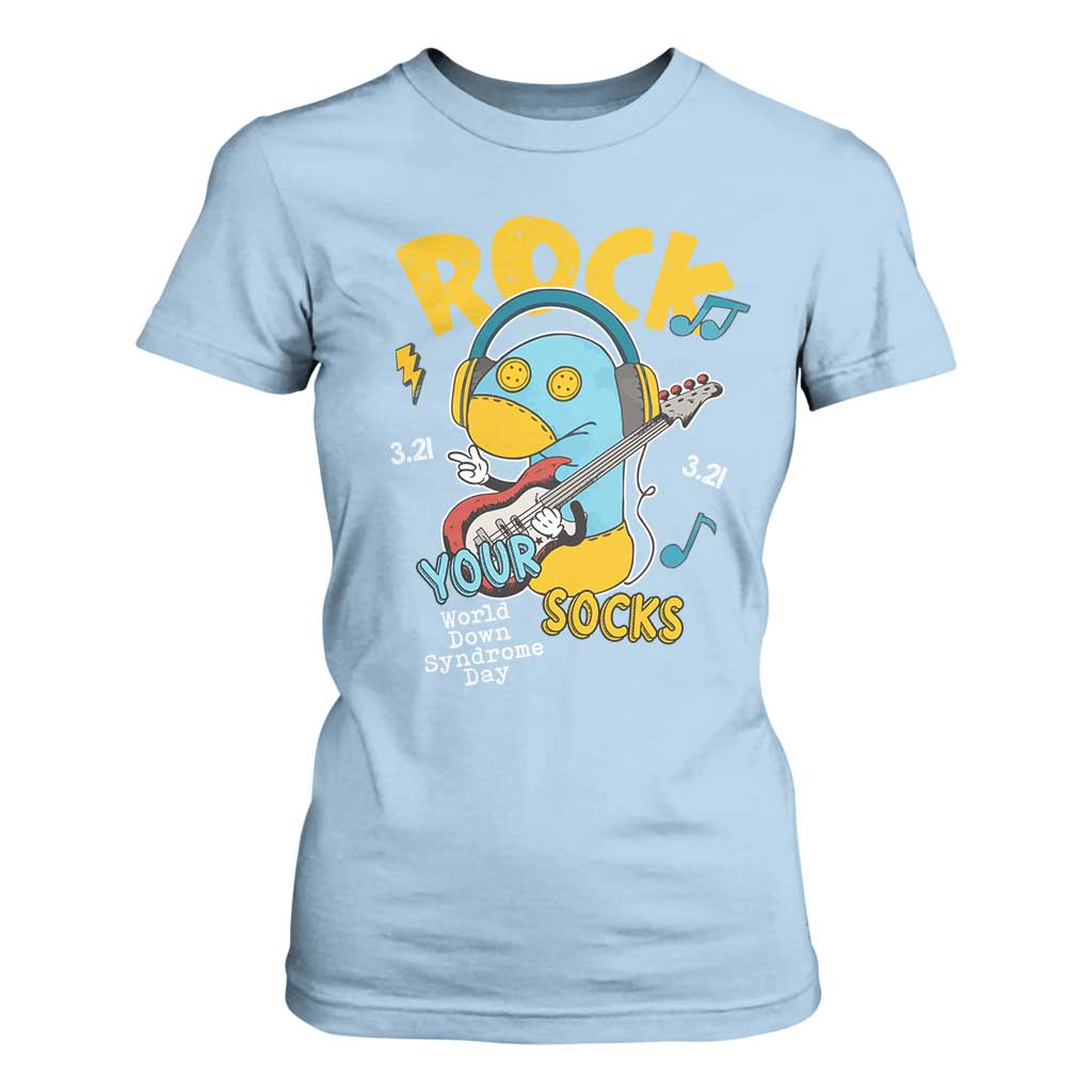 Funny Rock Your Socks T Shirt For Women World Down Syndrome Day WDSD TS11 Light Blue Print Your Wear