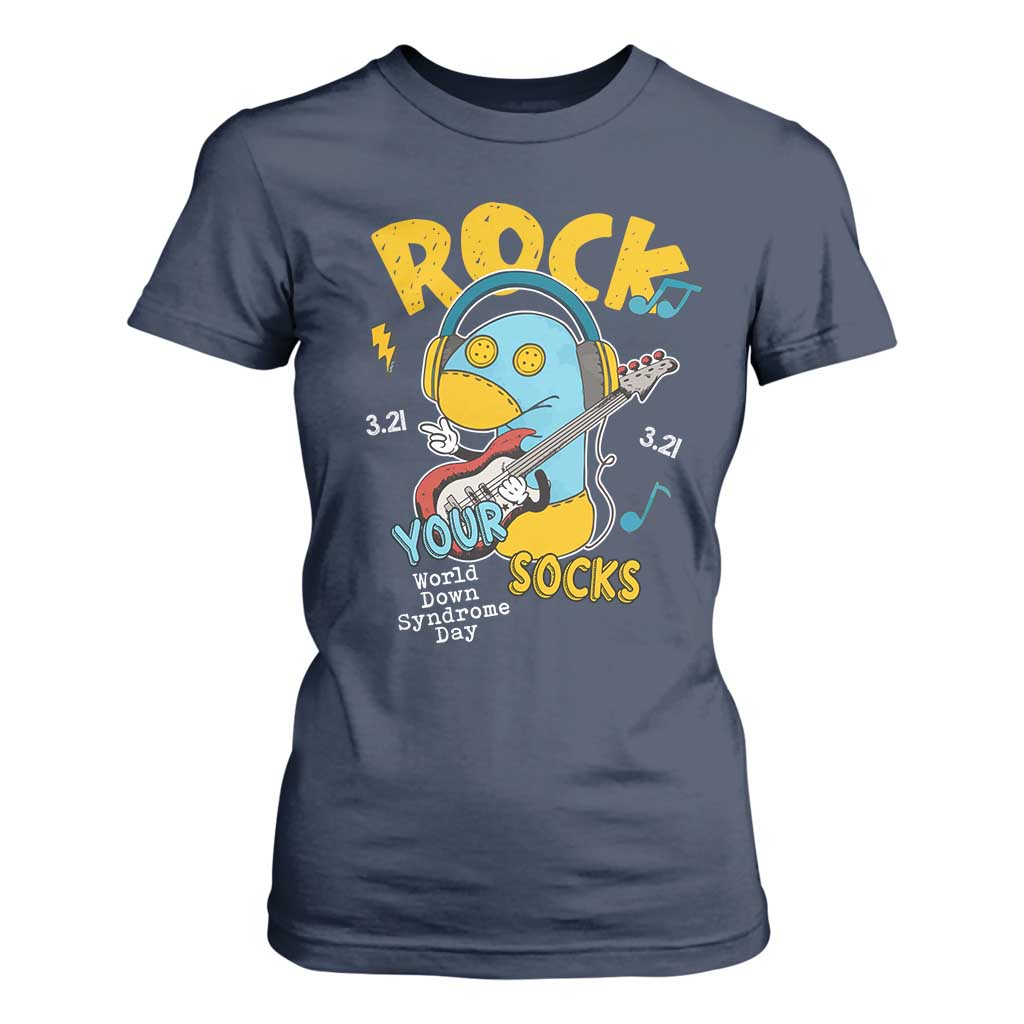 Funny Rock Your Socks T Shirt For Women World Down Syndrome Day WDSD TS11 Navy Print Your Wear
