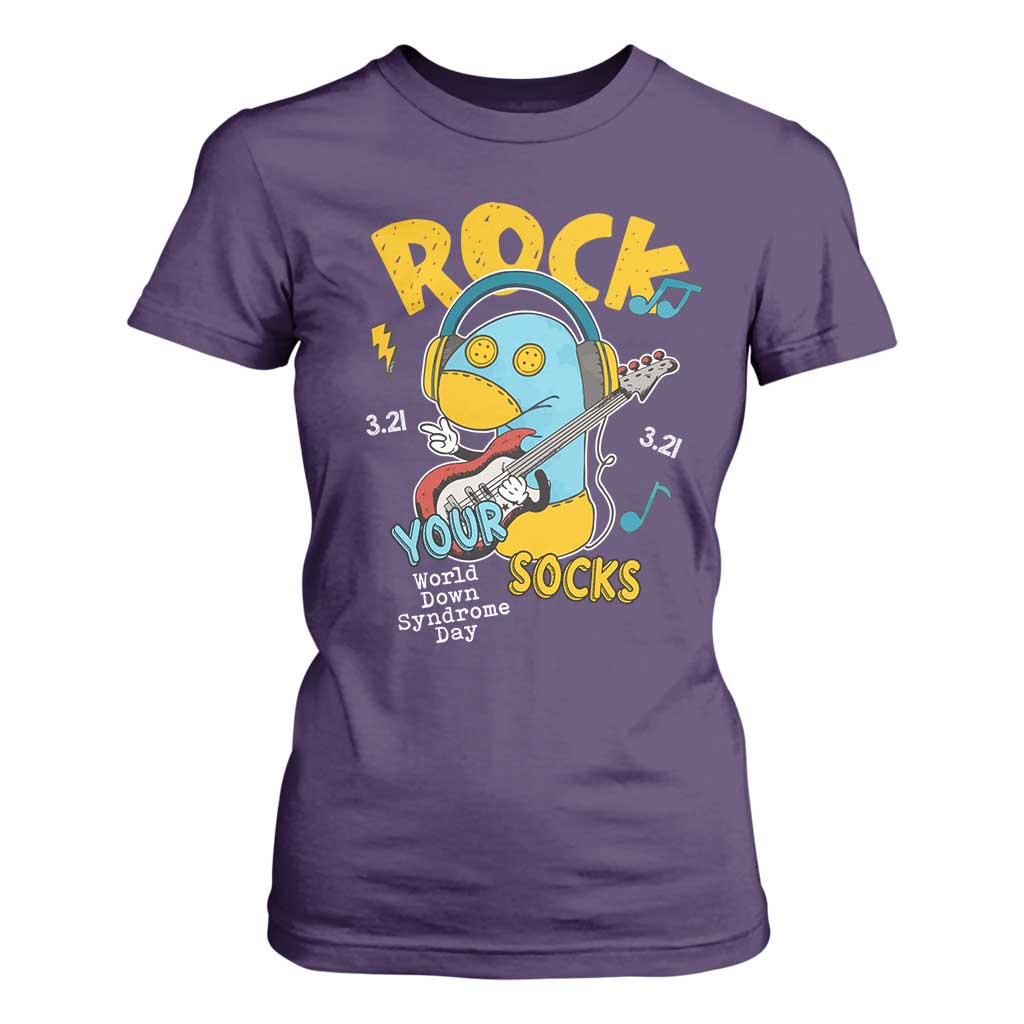 Funny Rock Your Socks T Shirt For Women World Down Syndrome Day WDSD TS11 Purple Print Your Wear