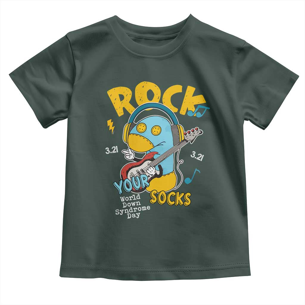 Funny Rock Your Socks Toddler T Shirt World Down Syndrome Day WDSD TS11 Dark Forest Green Print Your Wear