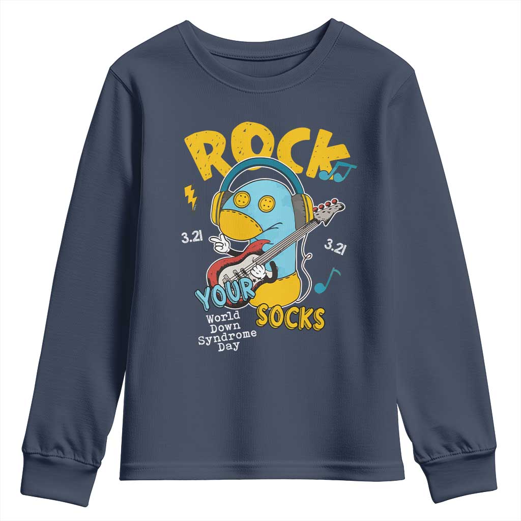 Funny Rock Your Socks Youth Sweatshirt World Down Syndrome Day WDSD TS11 Navy Print Your Wear