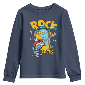 Funny Rock Your Socks Youth Sweatshirt World Down Syndrome Day WDSD TS11 Navy Print Your Wear