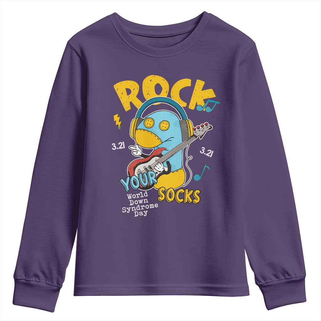 Funny Rock Your Socks Youth Sweatshirt World Down Syndrome Day WDSD TS11 Purple Print Your Wear