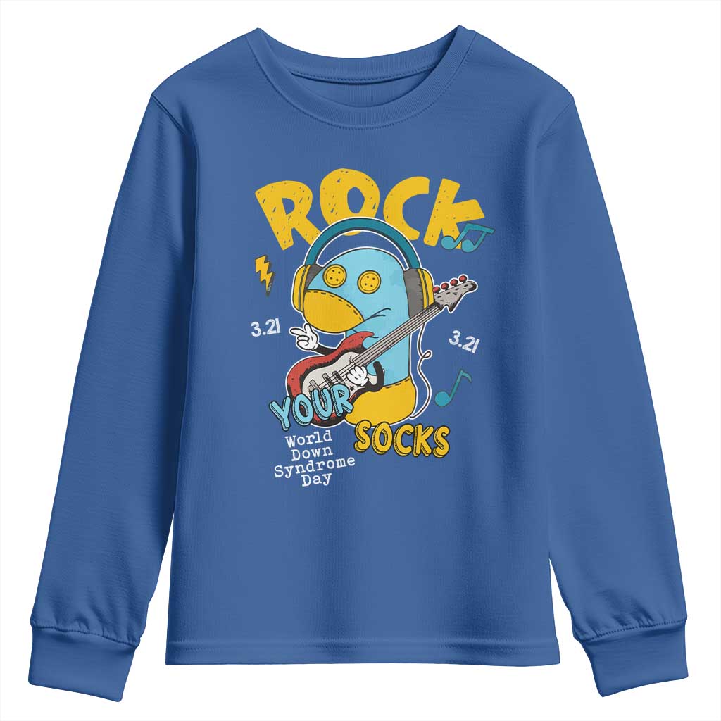 Funny Rock Your Socks Youth Sweatshirt World Down Syndrome Day WDSD TS11 Royal Blue Print Your Wear