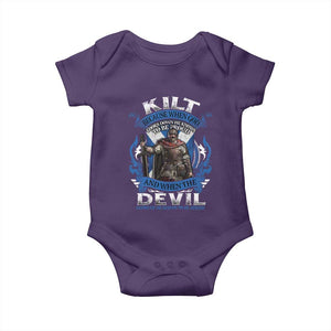 Kilt Because When God Looks Down He Knows To Be Proud And When The Devil Looks Up He Knows To Be Afraid Baby Onesie TS11 Purple Print Your Wear