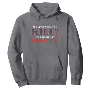 Funny Scottish Pride Hoodie What's Under The Kilt On A Good Day Lipstick Tartan TS11 Charcoal Print Your Wear
