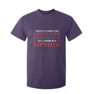 Funny Scottish Pride T Shirt For Kid What's Under The Kilt On A Good Day Lipstick Tartan TS11 Purple Print Your Wear