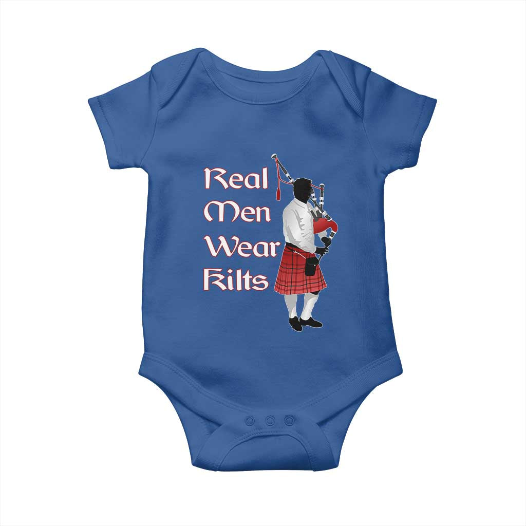 Funny Scottish Pride Baby Onesie Real Men Wear Kits Tartan Bagpipe TS11 Royal Blue Print Your Wear