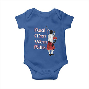 Funny Scottish Pride Baby Onesie Real Men Wear Kits Tartan Bagpipe TS11 Royal Blue Print Your Wear