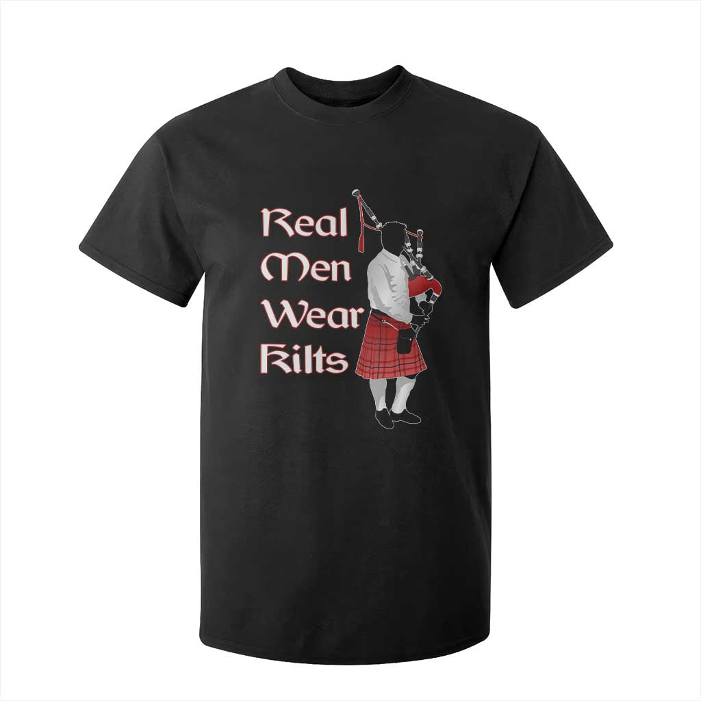 Funny Scottish Pride T Shirt For Kid Real Men Wear Kits Tartan Bagpipe TS11 Black Print Your Wear
