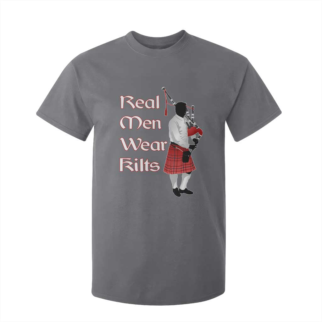 Funny Scottish Pride T Shirt For Kid Real Men Wear Kits Tartan Bagpipe TS11 Charcoal Print Your Wear