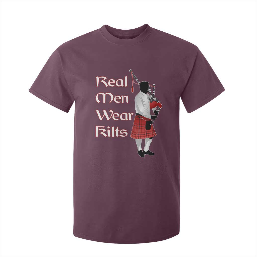 Funny Scottish Pride T Shirt For Kid Real Men Wear Kits Tartan Bagpipe TS11 Maroon Print Your Wear
