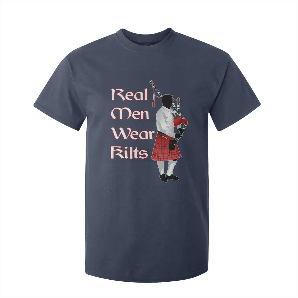 Funny Scottish Pride T Shirt For Kid Real Men Wear Kits Tartan Bagpipe TS11 Navy Print Your Wear
