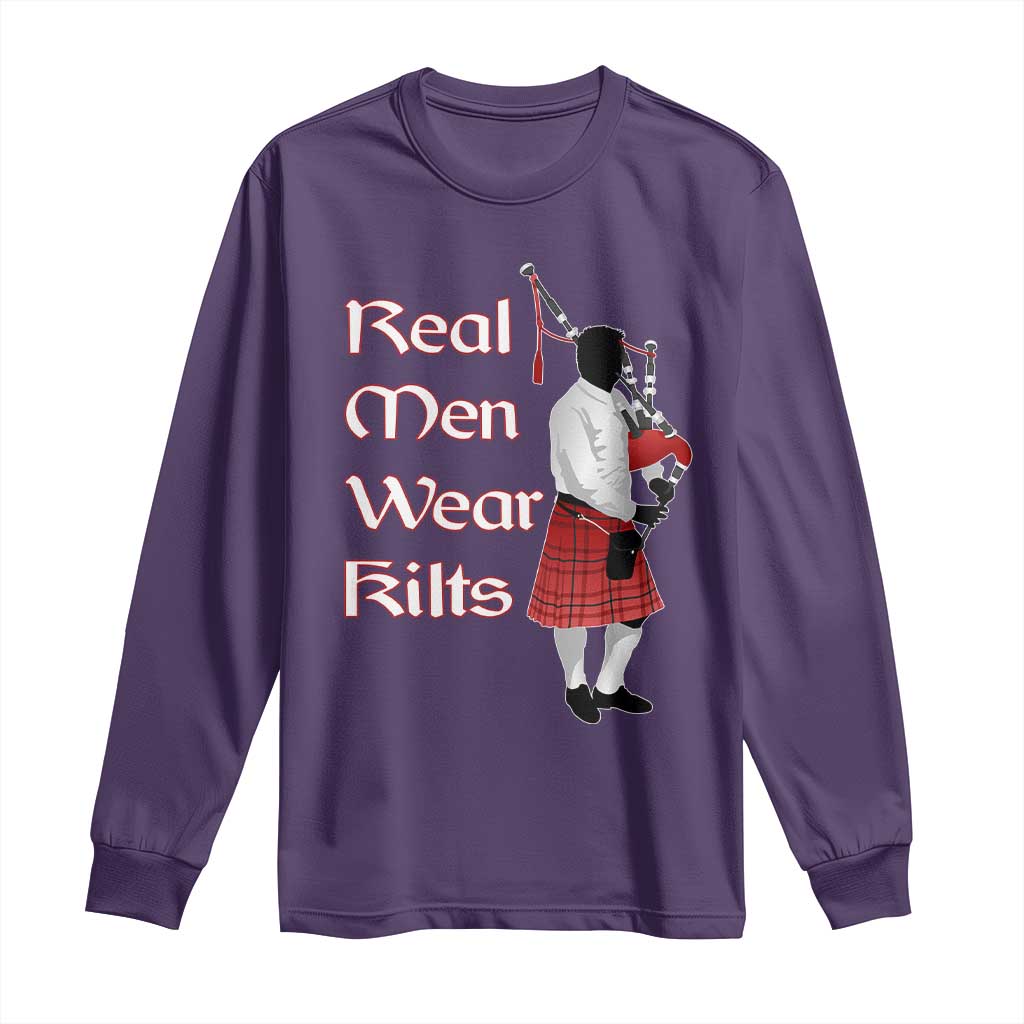 Funny Scottish Pride Long Sleeve Shirt Real Men Wear Kits Tartan Bagpipe TS11 Purple Print Your Wear
