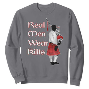 Funny Scottish Pride Sweatshirt Real Men Wear Kits Tartan Bagpipe TS11 Charcoal Print Your Wear