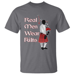 Funny Scottish Pride T Shirt Real Men Wear Kits Tartan Bagpipe TS11 Charcoal Print Your Wear