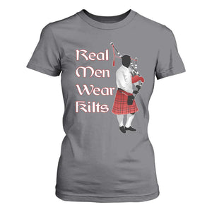 Funny Scottish Pride T Shirt For Women Real Men Wear Kits Tartan Bagpipe TS11 Charcoal Print Your Wear