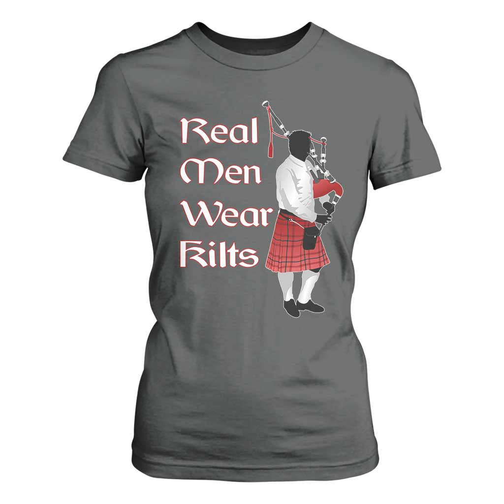 Funny Scottish Pride T Shirt For Women Real Men Wear Kits Tartan Bagpipe TS11 Dark Heather Print Your Wear