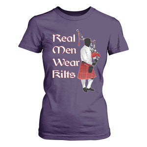 Funny Scottish Pride T Shirt For Women Real Men Wear Kits Tartan Bagpipe TS11 Purple Print Your Wear