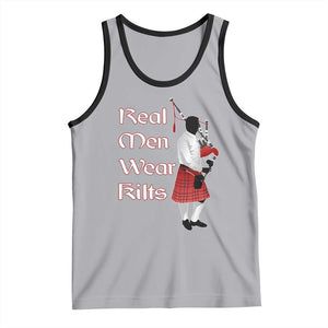 Funny Scottish Pride Tank Top Real Men Wear Kits Tartan Bagpipe TS11 Athletic Heather Black Print Your Wear