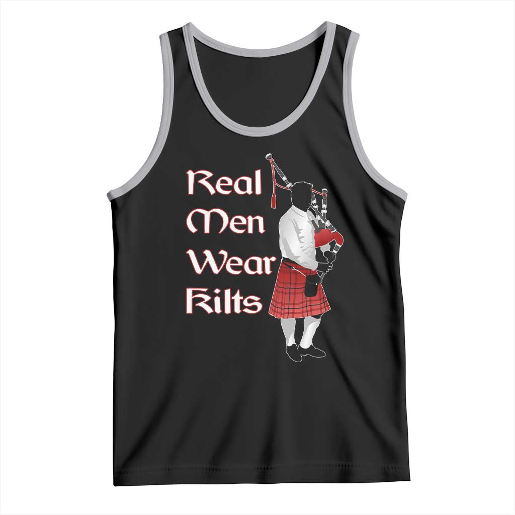 Funny Scottish Pride Tank Top Real Men Wear Kits Tartan Bagpipe TS11 Black Athletic Heather Print Your Wear