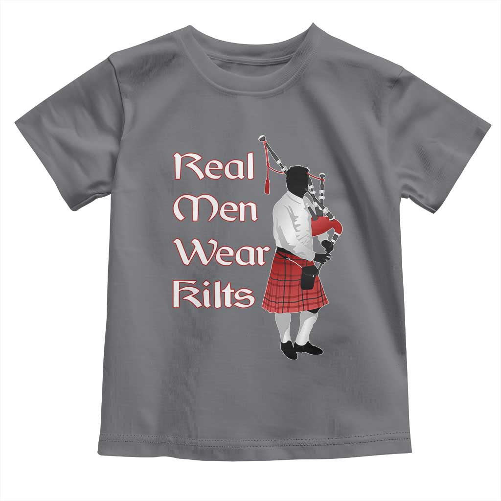 Funny Scottish Pride Toddler T Shirt Real Men Wear Kits Tartan Bagpipe TS11 Charcoal Print Your Wear