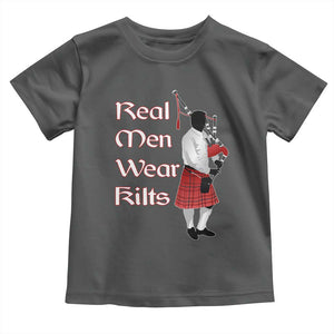 Funny Scottish Pride Toddler T Shirt Real Men Wear Kits Tartan Bagpipe TS11 Dark Heather Print Your Wear