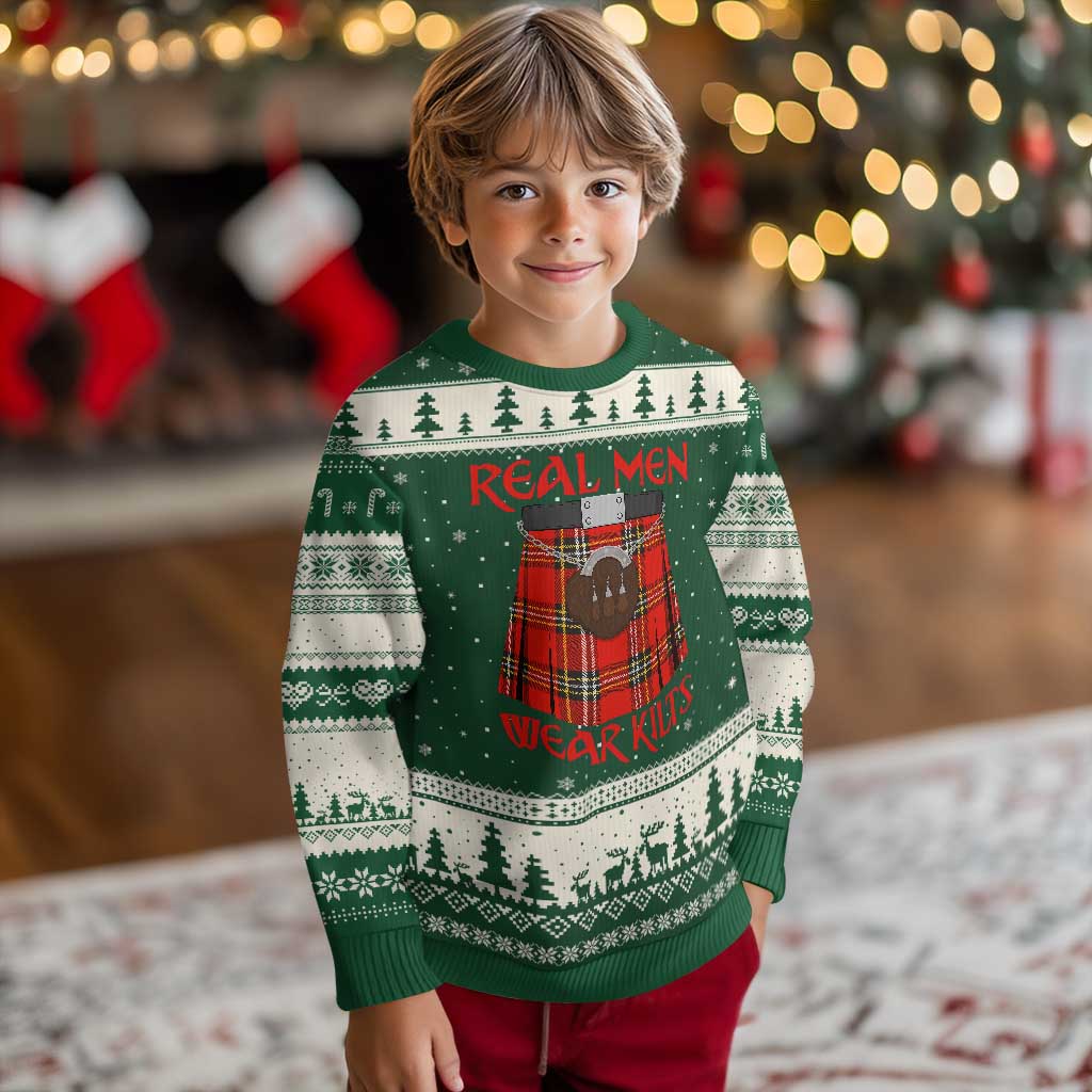 Funny Real Men Wear Kilts Ugly Christmas Sweater Scottish Pride TS11 Forest Green Beige Print Your Wear