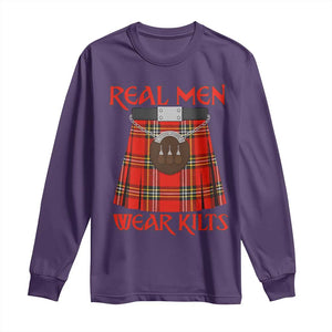 Funny Real Men Wear Kilts Long Sleeve Shirt Scottish Pride TS11 Purple Print Your Wear